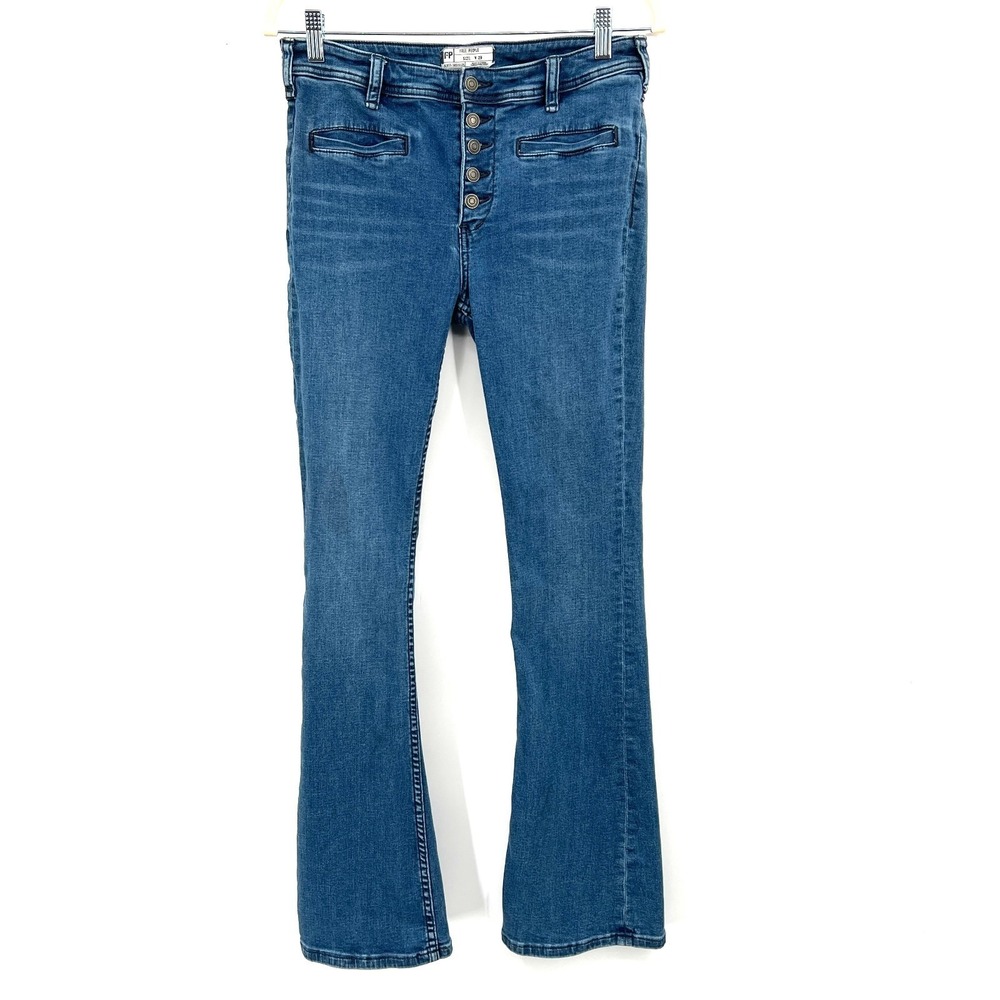 Free People mid rise flare jeans straight‎ stretch bell bottom boho retro 29 - Picture 10 of 10